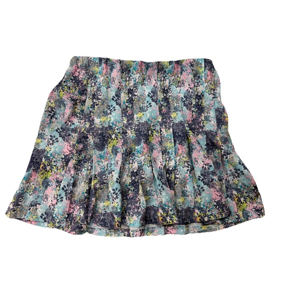 Tee Time Skort Women Medium Blue Floral Pleated Golf Tennis Athletic Mini